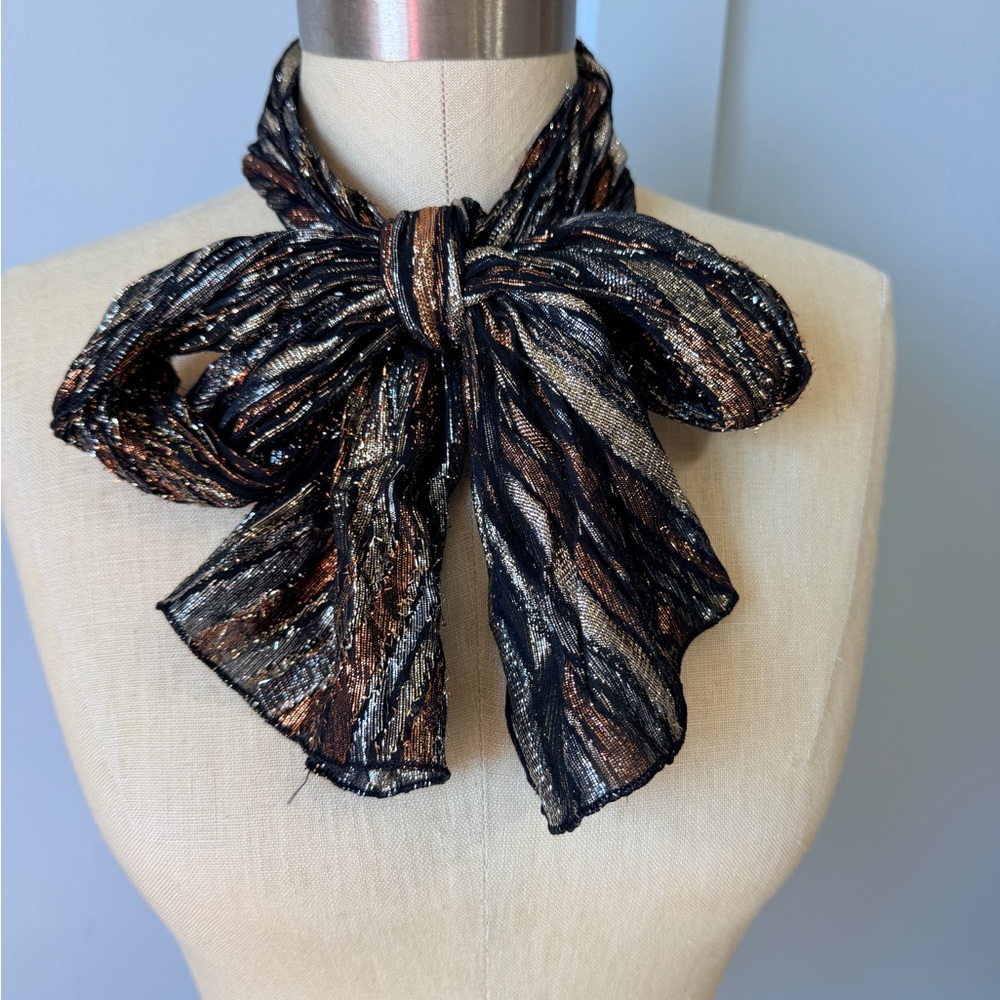 Collectif Black and Gold Striped Scarf - Picture 1 of 5